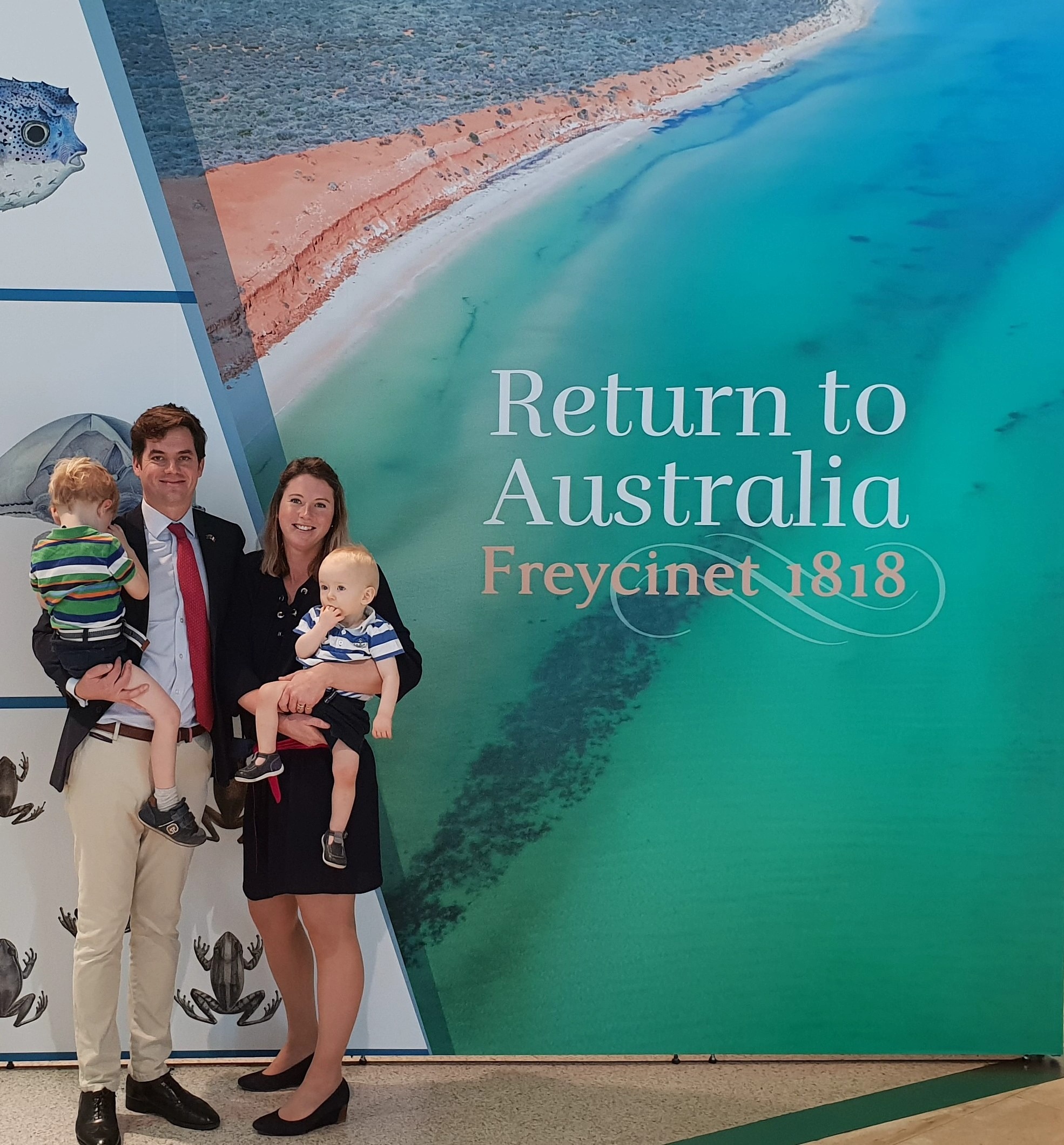 Henry de Freycinet and his family at the Return to Australia exhibition