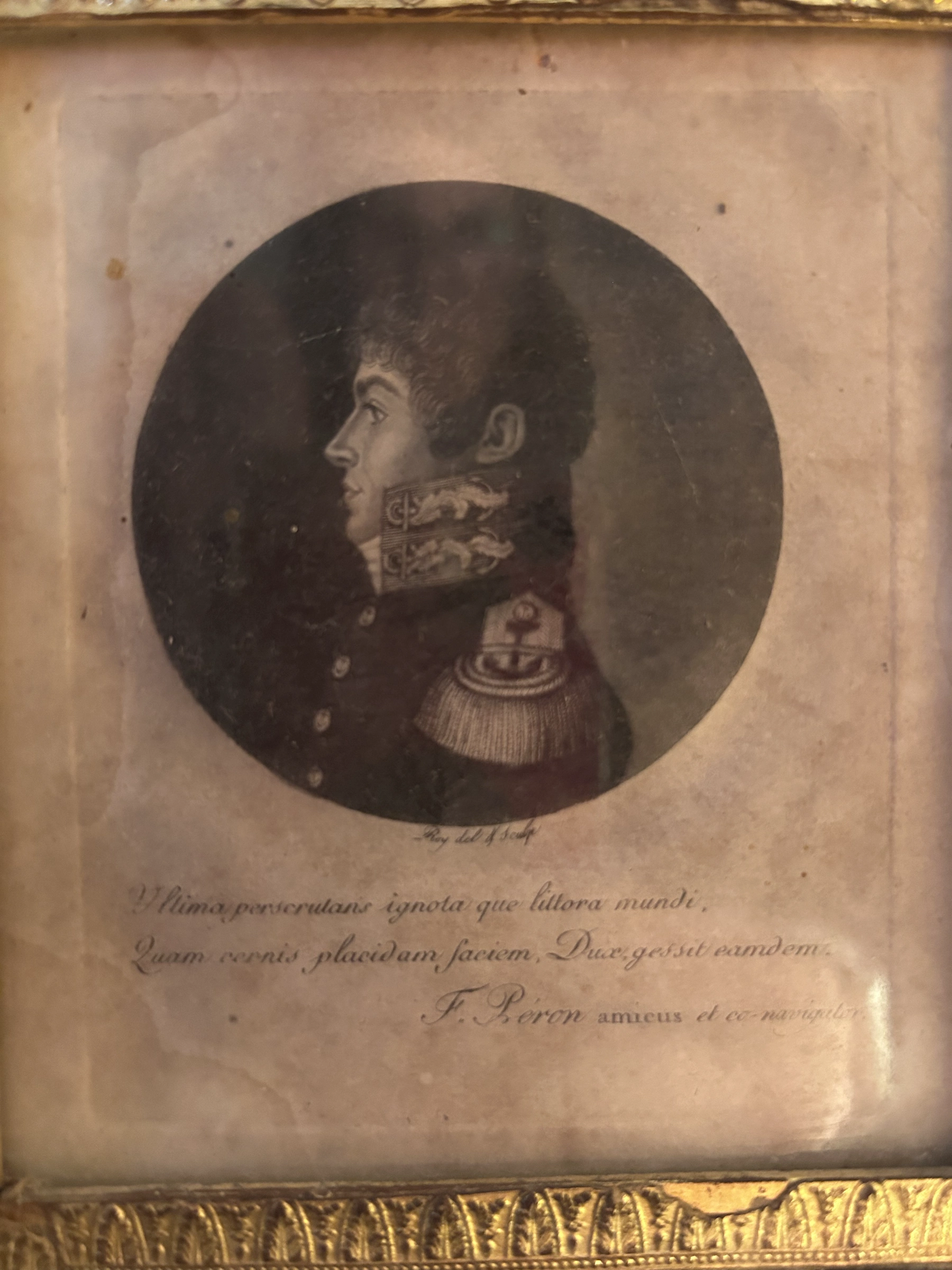 Detail of a profile portrait of a naval officer