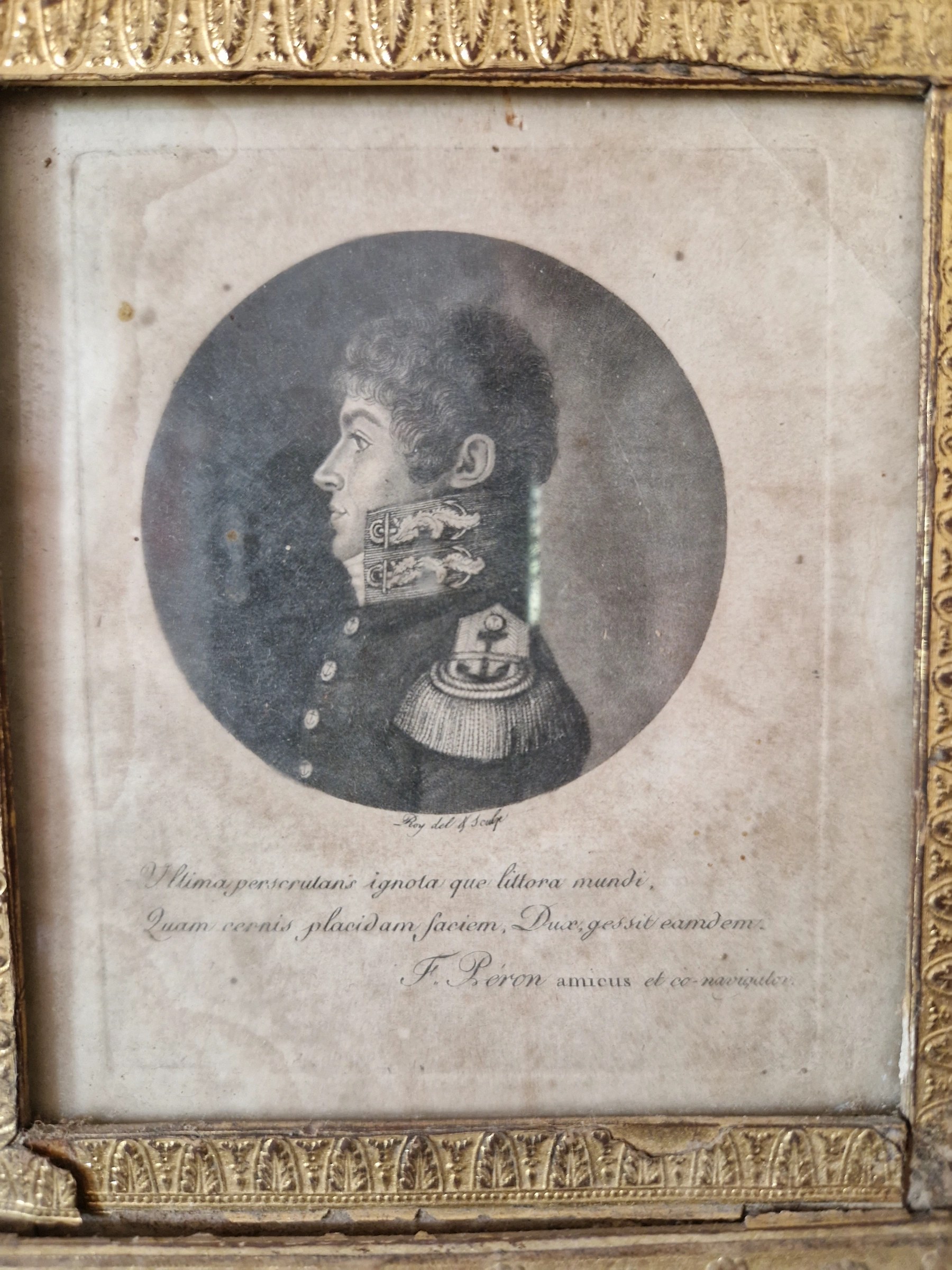 Framed profile portrait of a naval officer